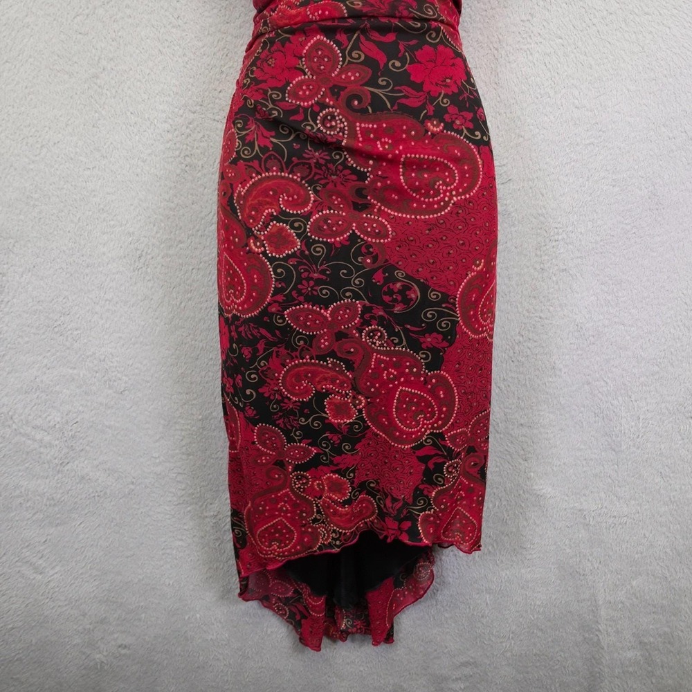 Y2K Vintage Rampage Dress Women M Red Black Asymmetrical Whimsigoth Fairy Floral - Picture 16 of 16